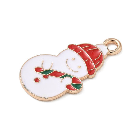 Jule Vedhæng – Snemand, Emalje, Forgyldt (24x13mm) 6 stk. - Uniq Perler - 