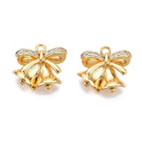 Juleklokke Vedhæng – Med Zirkonia, 18K Forgyldt (13x12.5mm) - Uniq Perler - 