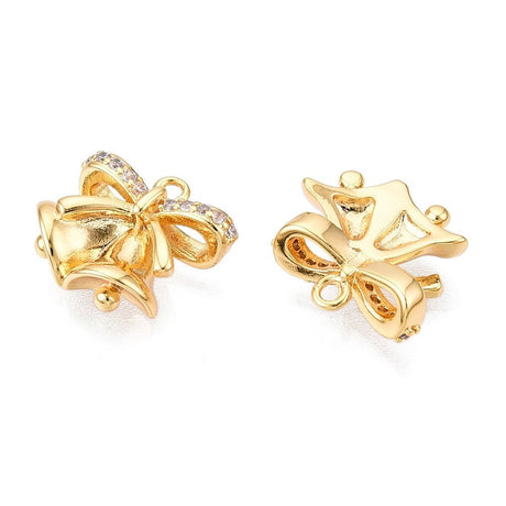 Juleklokke Vedhæng – Med Zirkonia, 18K Forgyldt (13x12.5mm) - Uniq Perler - 