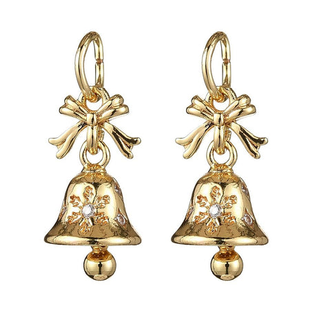 Juleklokke Vedhæng – Med Zirkonia og Forgyldt (16x8mm) - Uniq Perler - 