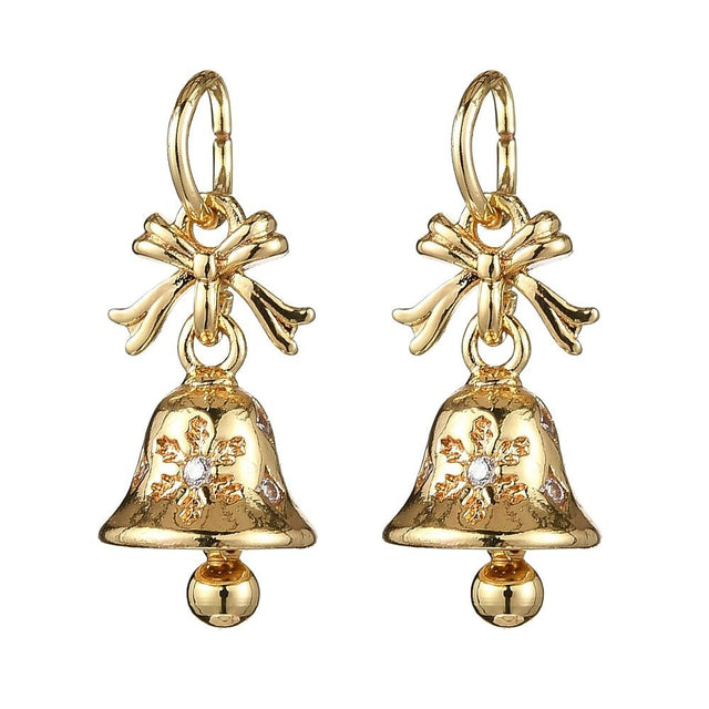 Juleklokke Vedhæng – Med Zirkonia og Forgyldt (16x8mm) - Uniq Perler - 