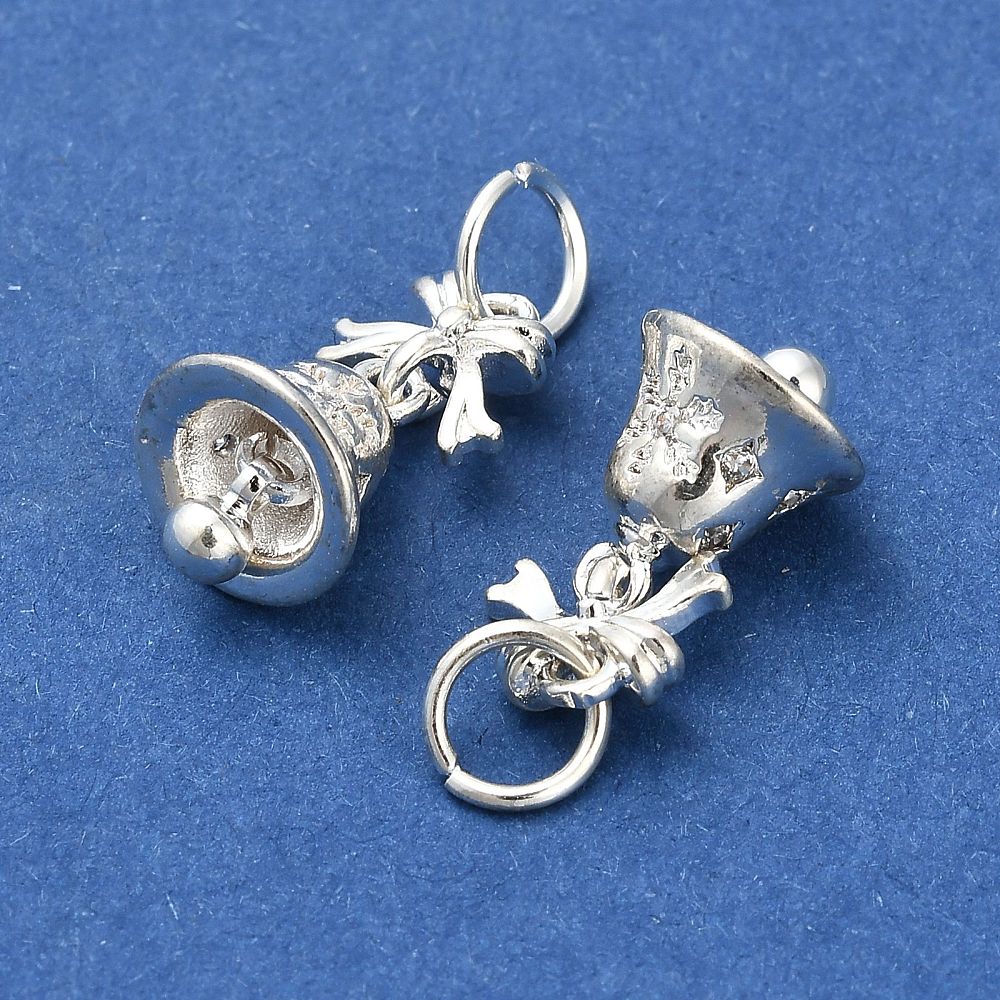 Juleklokke Vedhæng – Med Zirkonia og Sølvbelagt (16x8mm) - Uniq Perler - 