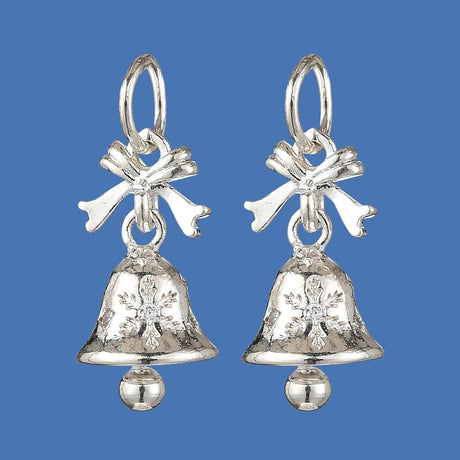 Juleklokke Vedhæng – Med Zirkonia og Sølvbelagt (16x8mm) - Uniq Perler - 