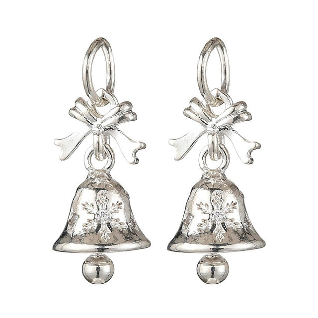 Juleklokke Vedhæng – Med Zirkonia og Sølvbelagt (16x8mm) - Uniq Perler - 