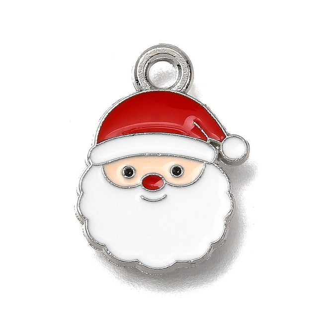 Julemand Vedhæng – Sølvbelagt, Emalje (16x12x1mm) 6 stk - Uniq Perler - 