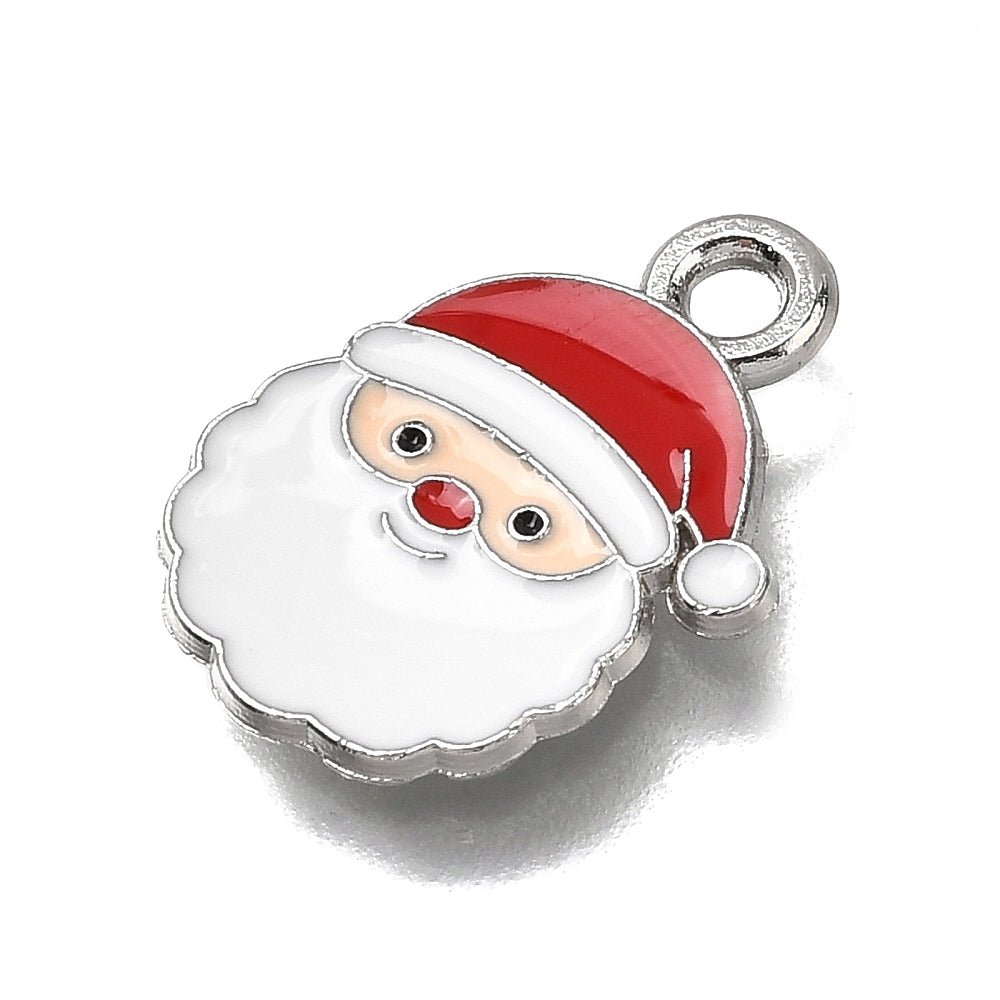 Julemand Vedhæng – Sølvbelagt, Emalje (16x12x1mm) 6 stk - Uniq Perler - 