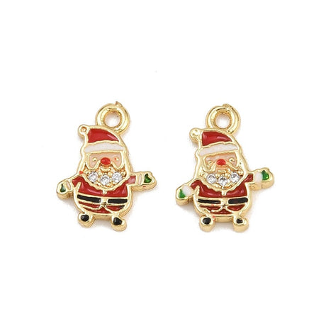 Julemands Vedhæng Med Zirkonia - Forgyldt (12,5x9,5mm) 2 stk. - Uniq Perler - 116118