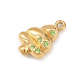 Juletræ Vedhæng i forgyldt Stål – Med Rhinsten, (17.5mm) - Uniq Perler - 