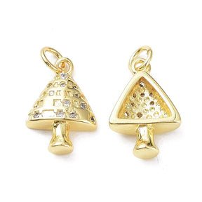Juletræ Vedhæng Med Zirkonia Sten, 18k Forgyldt, 16,5x11,5 mm - Uniq Perler - 113576