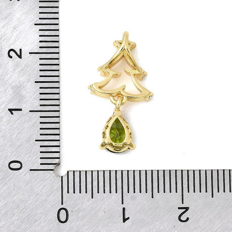 Juletræ Zirkonia, Langtidsholdbar Forgyldning (11x20.5x4mm) - Uniq Perler - 