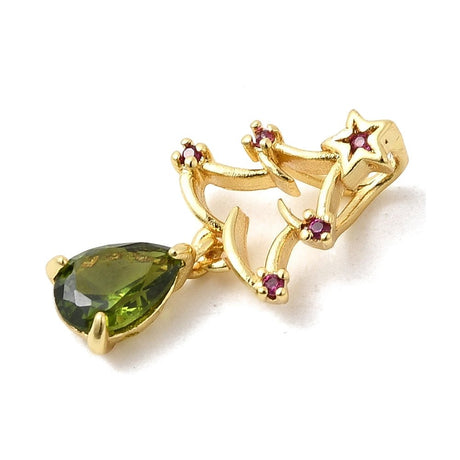 Juletræ Zirkonia, Langtidsholdbar Forgyldning (11x20.5x4mm) - Uniq Perler - 