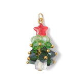 Juletræs Vedhæng med Facetteret Glas – 18K Forgyldt Stål (30x17mm) 2 stk - Uniq Perler - 