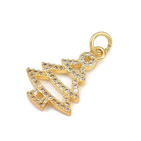 Juletræs Vedhæng – Med Zirkonia, Forgyldt (14x19mm) - Uniq Perler - 