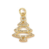 Juletræs Vedhæng – Med Zirkonia, Forgyldt (14x19mm) - Uniq Perler - 