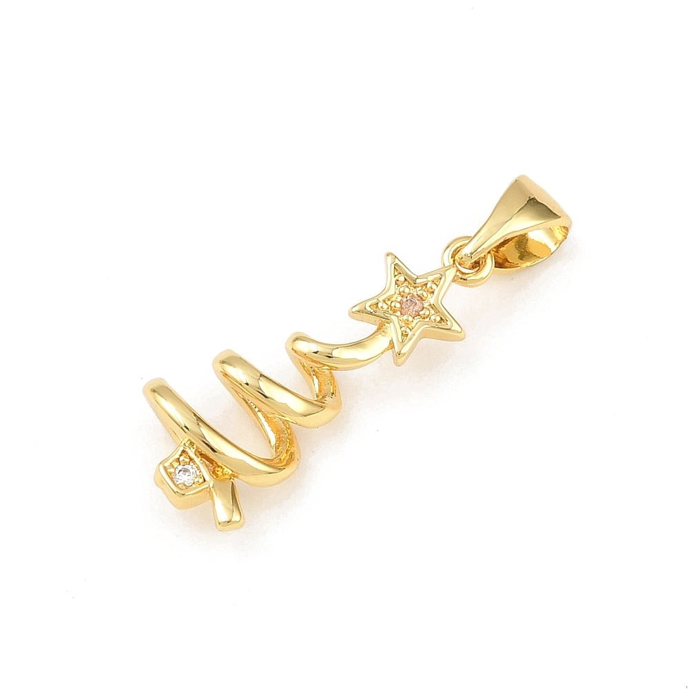 Juletræs Vedhæng – Med Zirkonia, Forgyldt (21x9mm) - Uniq Perler - 