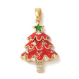 Juletræs Vedhæng Med Zirkonia - Rød, Forgyldt (23x16x5mm) - Uniq Perler - 116142