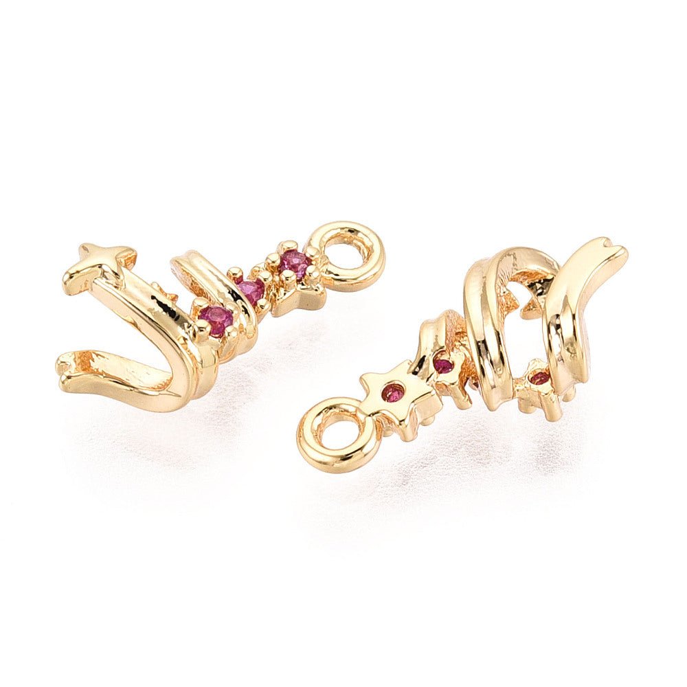 Juletræs Vedhæng – Zirkonia, 18K Langtidsholdbar Forgyldt (14mm) 2 stk - Uniq Perler - 