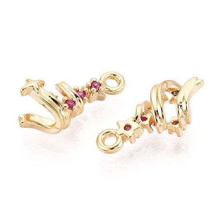 Juletræs Vedhæng – Zirkonia, 18K Langtidsholdbar Forgyldt (14mm) 2 stk - Uniq Perler - 