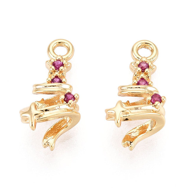 Juletræs Vedhæng – Zirkonia, 18K Langtidsholdbar Forgyldt (14mm) 2 stk - Uniq Perler - 