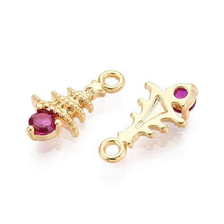 Juletræs Vedhæng – Zirkonia, 18K Langtidsholdbar Forgyldt (14x7mm) 2 stk - Uniq Perler - 