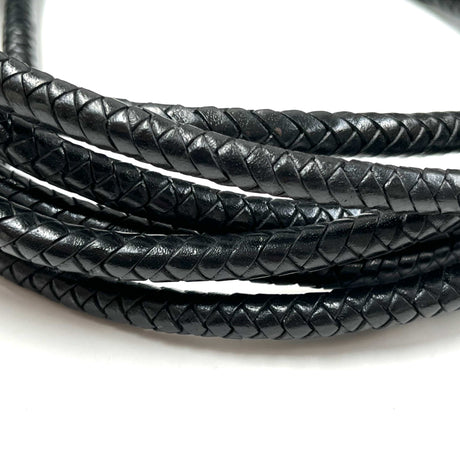 julia Metervarer etc. 1 meter flettet sort læder str. ca 8 mm