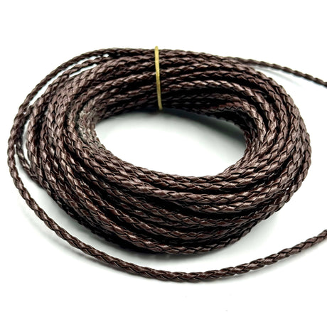 julia Metervarer etc. Lædersnor, flettetbrun læder str. 2,5 mm, 5 meter