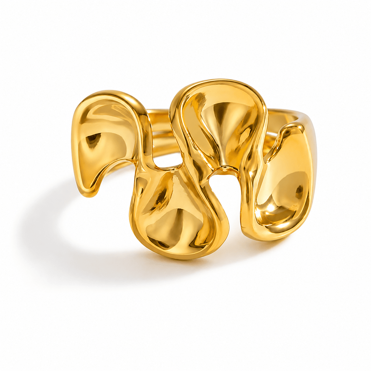 Justerbar Ring – 18K Forgyldt Stål (17mm) - Uniq Perler - 116476