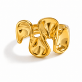 Justerbar Ring – 18K Forgyldt Stål (17mm) - Uniq Perler - 116476