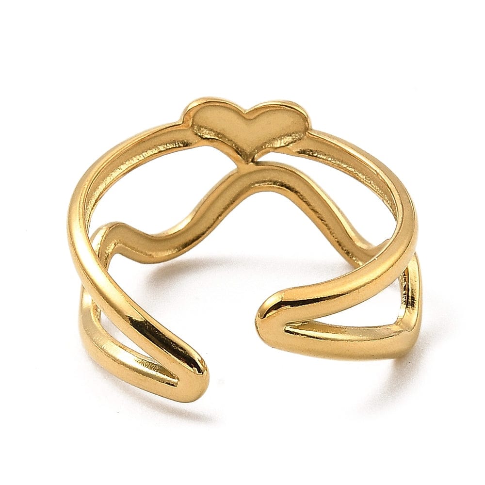 Justerbar Ring Med Hjerte – 18K Forgyldt Rustfrit Stål - Uniq Perler - 309019