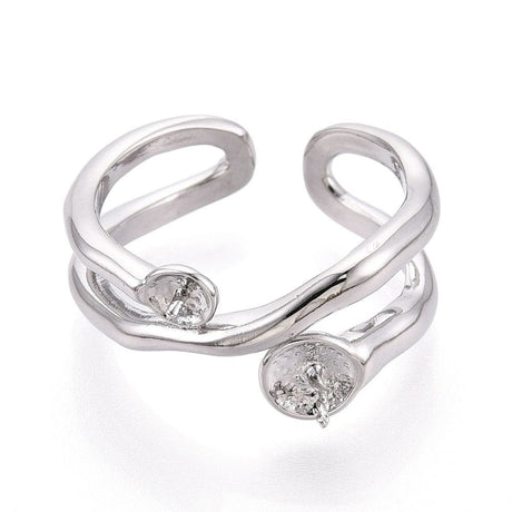 Justerbar Ring med Hjerte – Til Top/anboret Perle - Uniq Perler - 115792