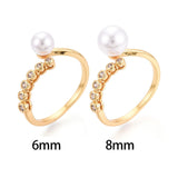 Justerbar Ring med Zirkonia sten – Til Top/anboret Perle (6 - 8mm) - Uniq Perler - 115793