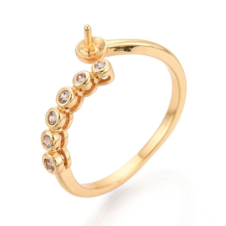 Justerbar Ring med Zirkonia sten – Til Top/anboret Perle (6 - 8mm) - Uniq Perler - 115793