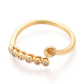 Adjustable Ring with Zirconia stones – For Top/top-drilled Pearl (6 - 8mm) - Uniq Perler - 115793