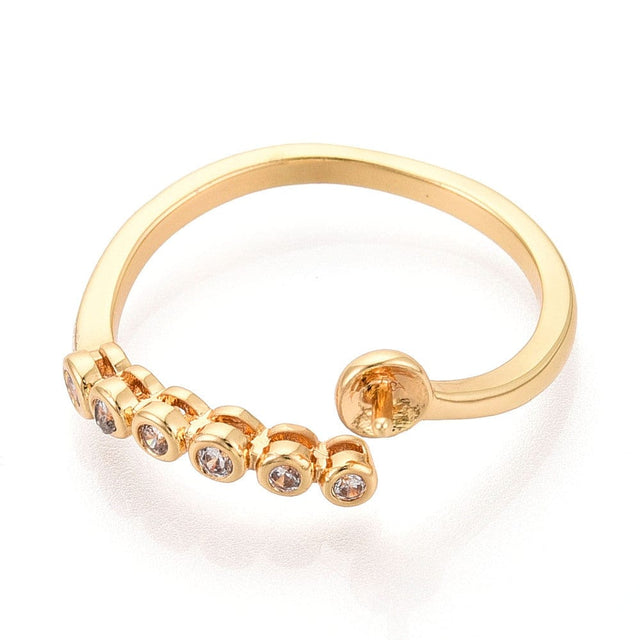 Justerbar Ring med Zirkonia sten – Til Top/anboret Perle (6 - 8mm) - Uniq Perler - 115793