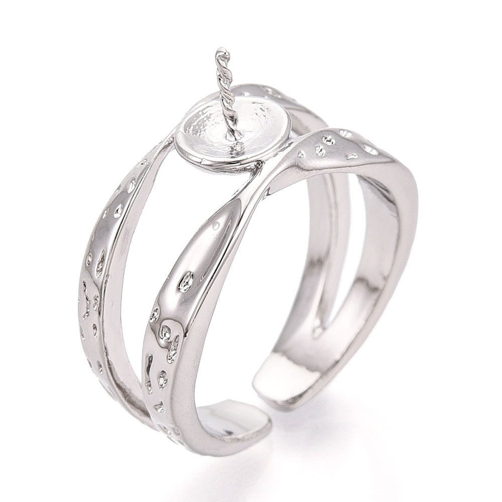 Justerbar Ring Med Zirkonia Sten – Til Topboret Perle - Uniq Perler - 