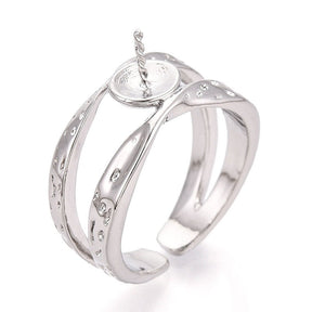 Justerbar Ring Med Zirkonia Sten – Til Topboret Perle - Uniq Perler - 