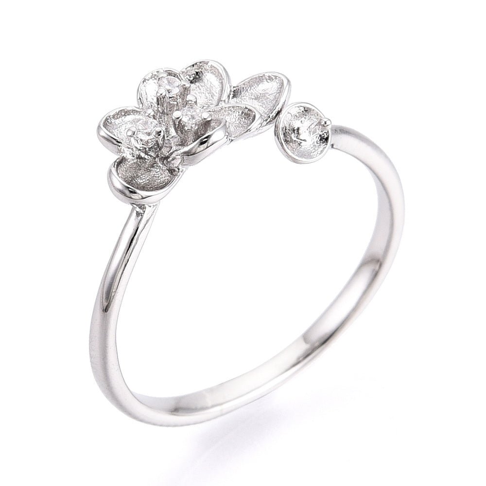 Justerbar Ring Med Zirkonia Sten – Til Topboret Perle - Uniq Perler - 