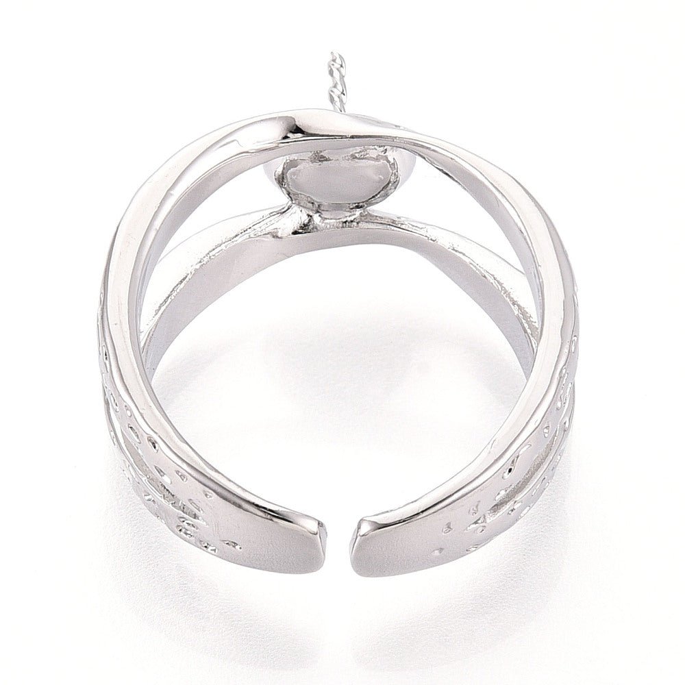 Justerbar Ring Med Zirkonia Sten – Til Topboret Perle - Uniq Perler - 