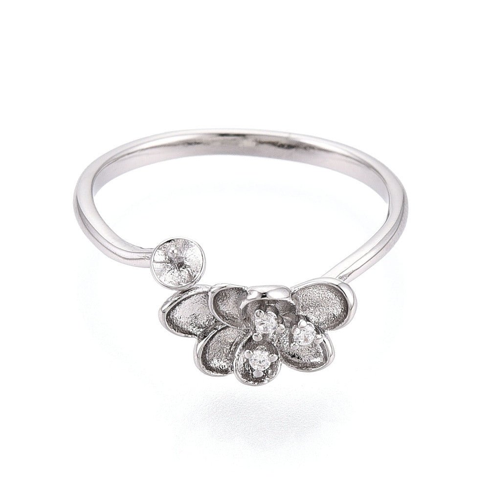 Justerbar Ring Med Zirkonia Sten – Til Topboret Perle - Uniq Perler - 