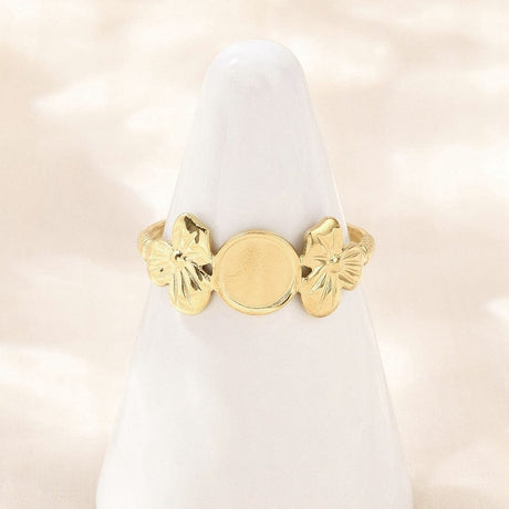 Justerbar Ring Til Pålimning Af Cabochon – 18K Forgyldt Stål (9mm) - Uniq Perler - 116178