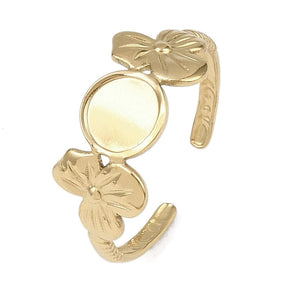 Adjustable Ring for Gluing Cabochon – 18K Gold-plated Steel (9mm) - Uniq Perler - 116178