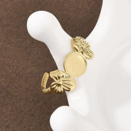 Justerbar Ring Til Pålimning Af Cabochon – 18K Forgyldt Stål (9mm) - Uniq Perler - 116178