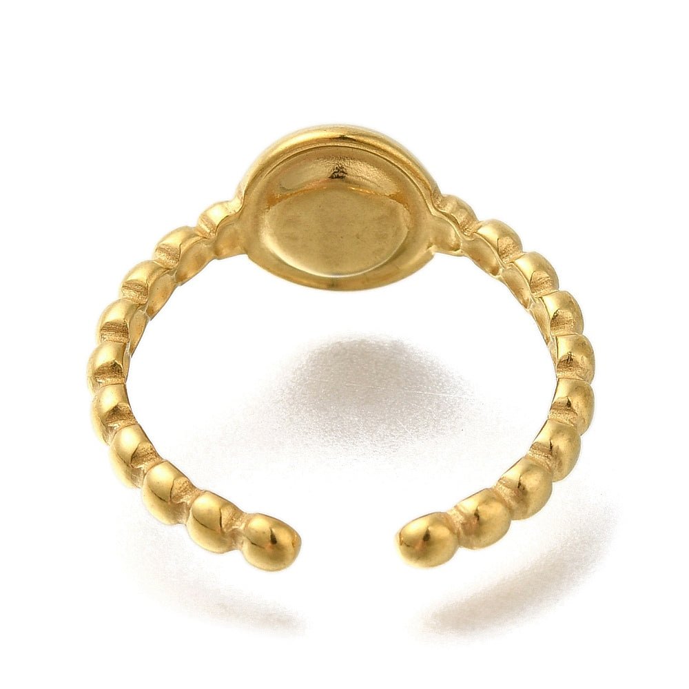 Justerbar Ring Til Pålimning Af Cabochon – 18K Forgyldt Vandfast Stål (9mm) - Uniq Perler - 