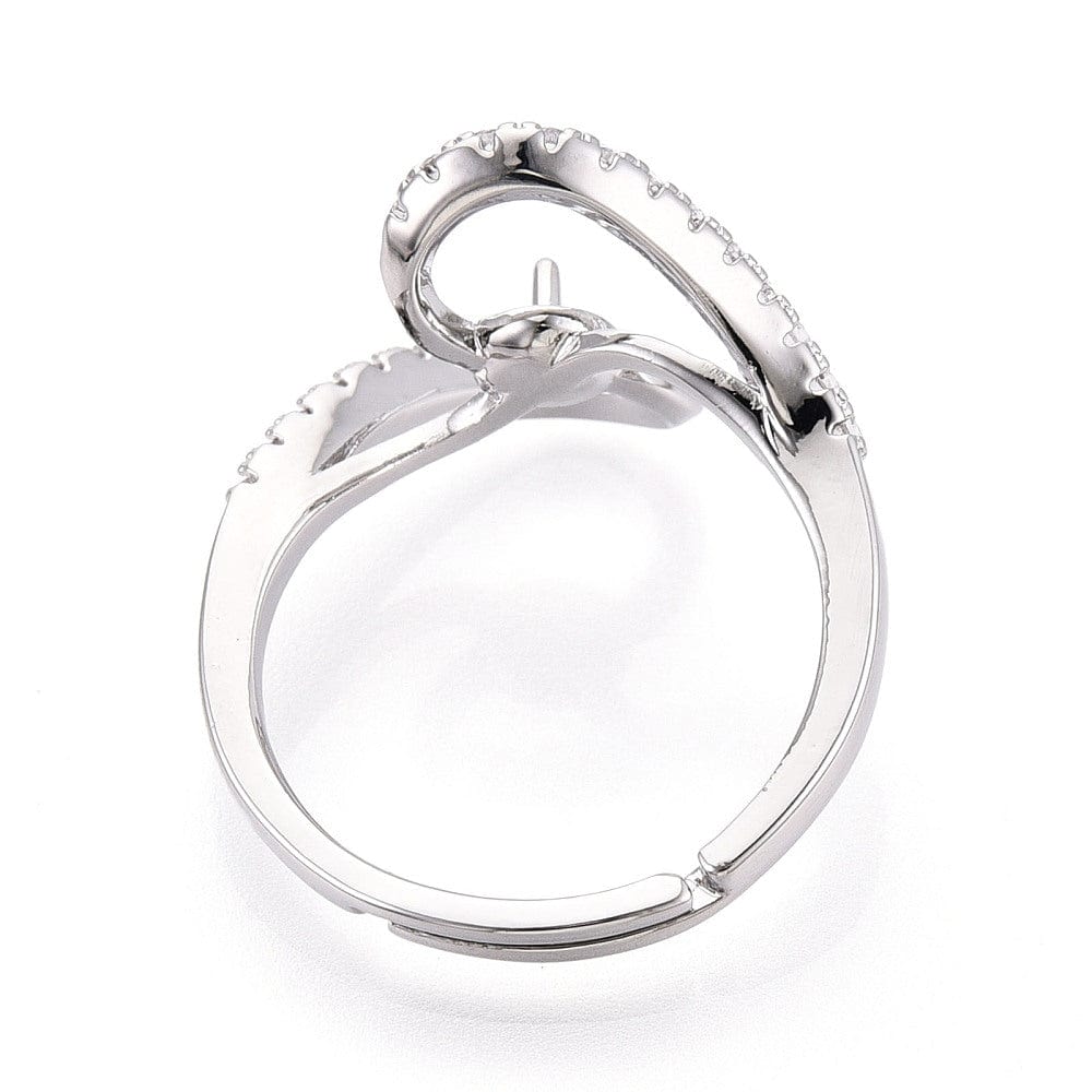 Justerbar Ring Til Top/anboret Perle - Platin Farvet (16 - 19mm) - Uniq Perler - 115933