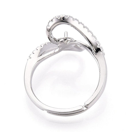 Justerbar Ring Til Top/anboret Perle - Platin Farvet (16 - 19mm) - Uniq Perler - 115933