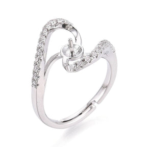 Justerbar Ring Til Toppborede Perle - Platinfarget (16 - 19mm) - Uniq Perler - 115933