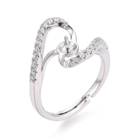 Justerbar Ring Til Top/anboret Perle - Platin Farvet (16 - 19mm) - Uniq Perler - 115933