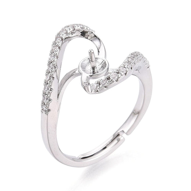 Justerbar Ring Til Top/anboret Perle - Platin Farvet (16 - 19mm) - Uniq Perler - 115933