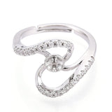 Justerbar Ring Til Top/anboret Perle - Platin Farvet (16 - 19mm) - Uniq Perler - 115933