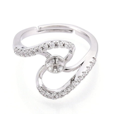 Justerbar Ring Til Top/anboret Perle - Platin Farvet (16 - 19mm) - Uniq Perler - 115933